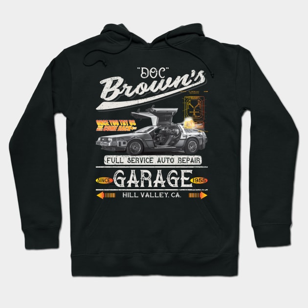 Doc Browns Garage Hoodie by Alema Art